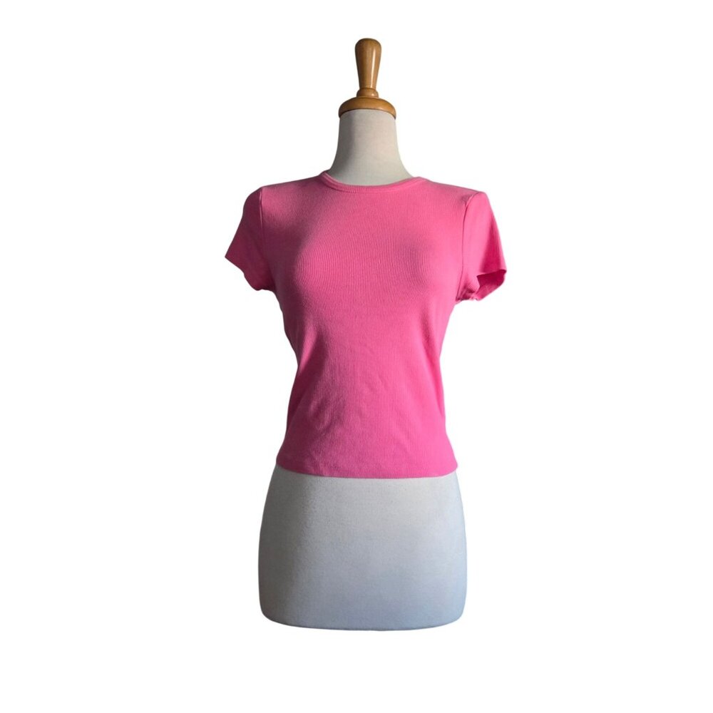 Maeve The Blair Stretch Cotton Short Sleeve Baby Tee Women's Size L Pink